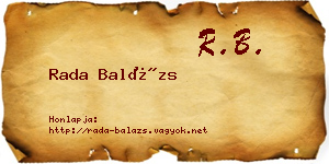 Rada Balázs névjegykártya